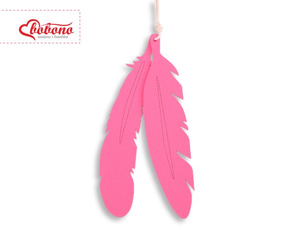 Decorative felt feathers 2pcs - pink - Image 4