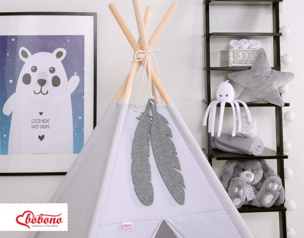 Decorative felt feathers 2pcs - gray - Image 2