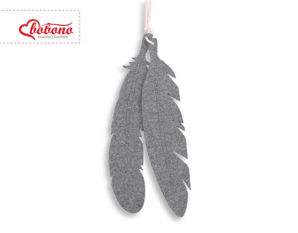 Decorative felt feathers 2pcs - gray - Image 4
