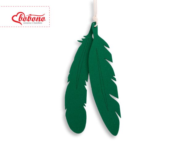 Decorative felt feathers 2pcs - green - Image 4