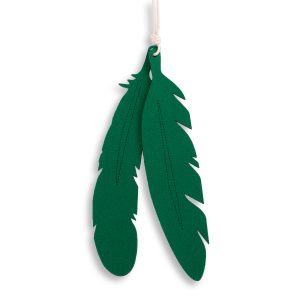 Decorative felt feathers 2pcs - green