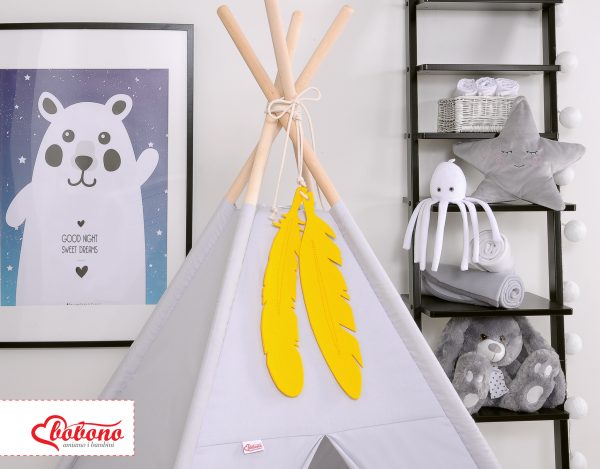 Decorative felt feathers 2pcs - yellow - Image 2