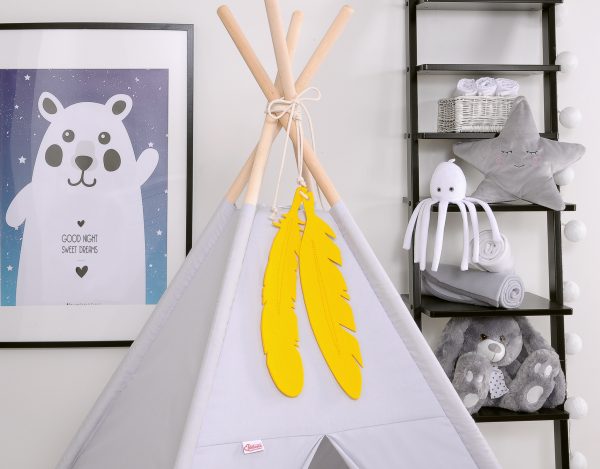 Decorative felt feathers 2pcs - yellow - Image 3