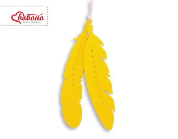 Decorative felt feathers 2pcs - yellow - Image 4