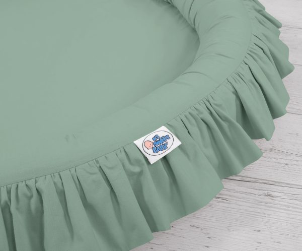 Set: Hanging canopy + Nest with flounce + pillows - pastel green - Image 5