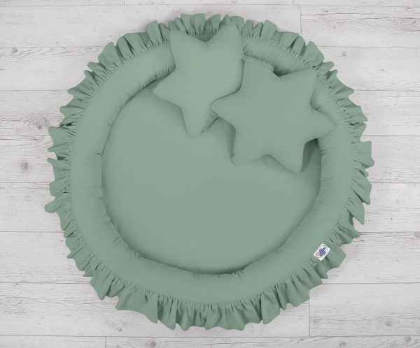Set: Hanging canopy + Nest with flounce + pillows - pastel green - Image 6