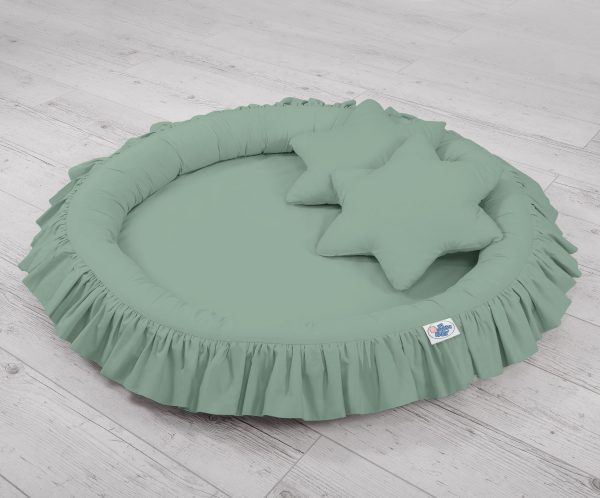 Set: Hanging canopy + Nest with flounce + pillows - pastel green - Image 7