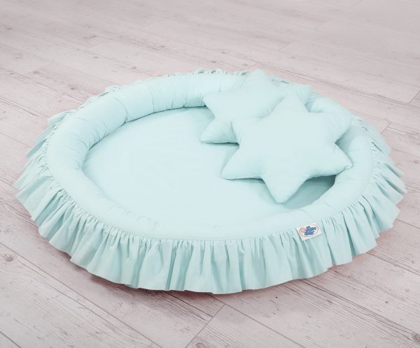 Set: Hanging canopy + Nest with flounce + pillows - mint - Image 6