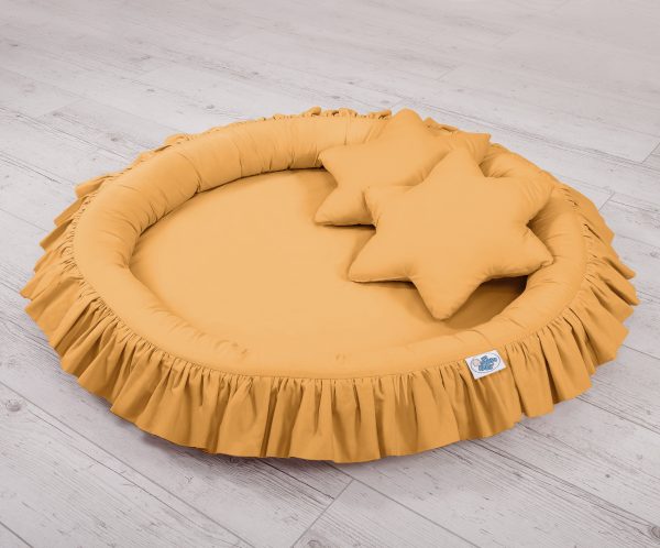Set: Hanging canopy + Nest with flounce + pillows - honey yellow - Image 6