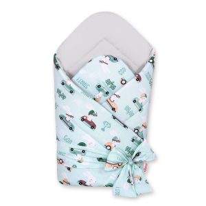 Double-sided baby nest with bow -  mint rabbits