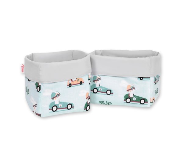 Set of 2 storage baskets - mint rabbits